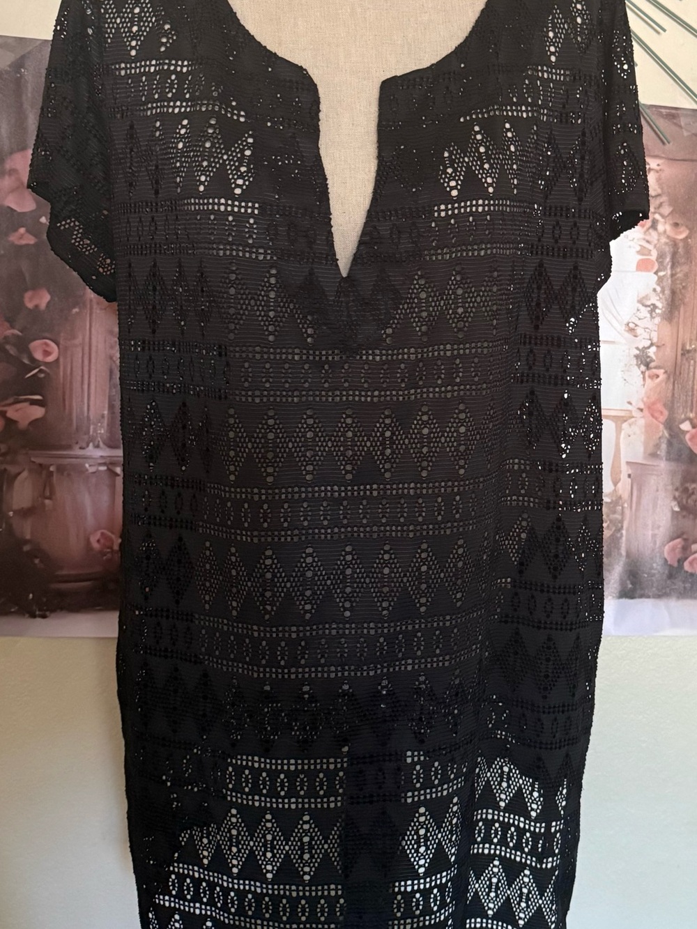 Catalina Black Crochet V-Neck Cover Up
